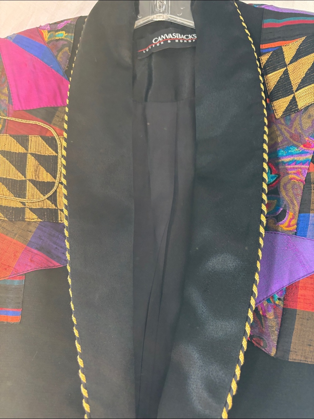 Canvasback by L.L. Bean Women's Black Blazer with Multicolor Patchwork Accents - Picture 3 of 4